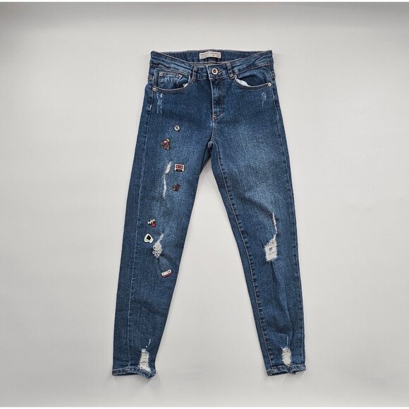 ZARA Girls Patch Boyfriend Jeans‎ Size USA 11/12 - Picture 6 of 7